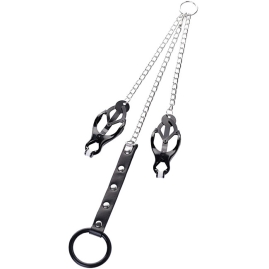 Кольцо с зажимами на соски ToyFa Metal